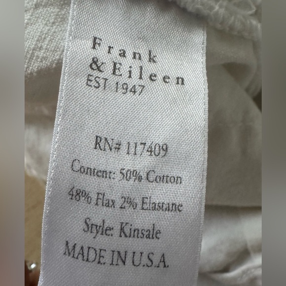 FRANK & EILEEN Kinsale The Italian Crop Pants in White Size 6 linen blend - Picture 9 of 9
